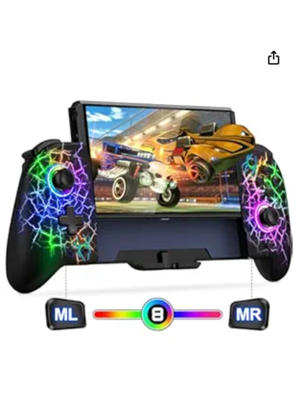 Switch Controller, Hall EffectJoystick (No Drift)Full-Size Grip Wireless 9Lights